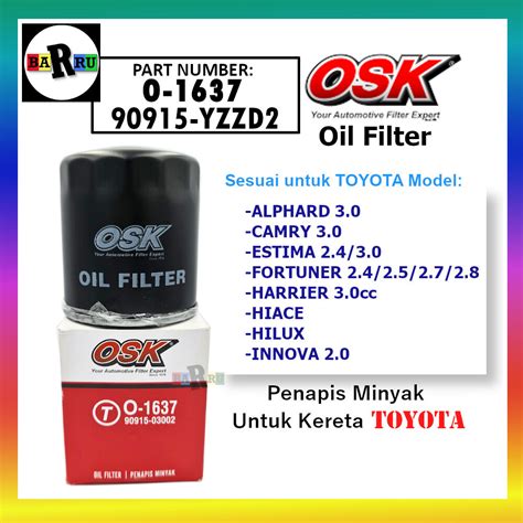 High Quality Osk Oil Filter O For Toyota Hilux Innova Hiace