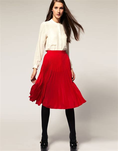 Asos Midi Skirt With Pleats At Asos Midi Skirt Red Pleated