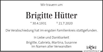 Traueranzeigen Von Brigitte H Tter Trauer Kleinezeitung At