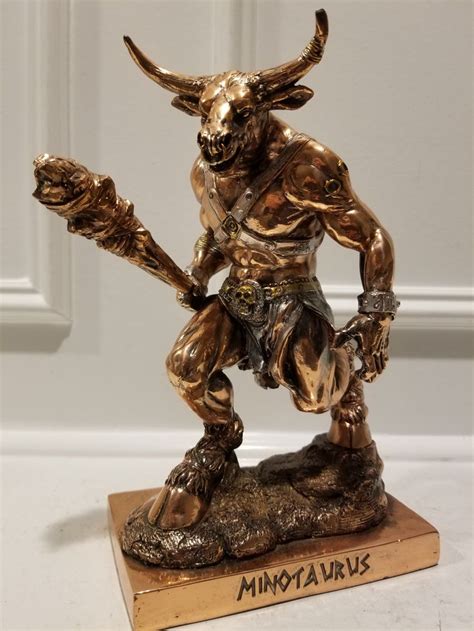 Minotaur Warrior Sculpture Metallic Minotaur Figurine 8 Etsy Sculpture Statue Warrior