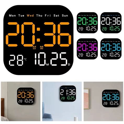 Horloge Murale Led Luminosit R Glable Avec Affichage Temp Rature Date