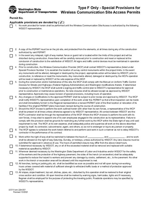 Fillable Online Wsdot Wa DOT Form 224 007 Type F Only Special