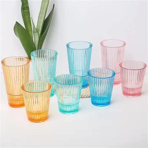 Reusable clear 16oz stackable plastic drinking cups for water/juice