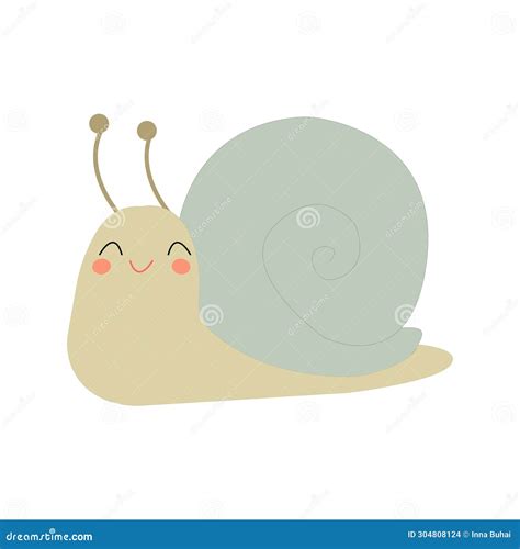 Cute Snail Cartoon Character With Shell Icon Cartoon Small Animal