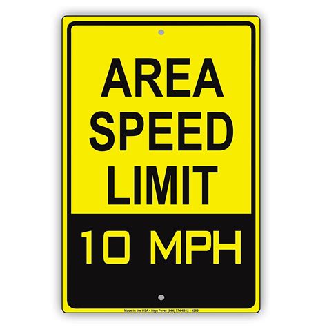 Area Speed Limit 10 Mph Miles Per Hour Zone Slow Down Warning Caution