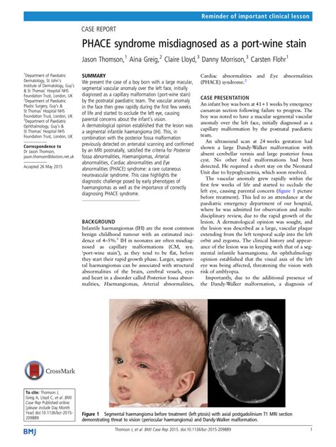 Pdf Phace Syndrome Misdiagnosed As A Port Wine Stain