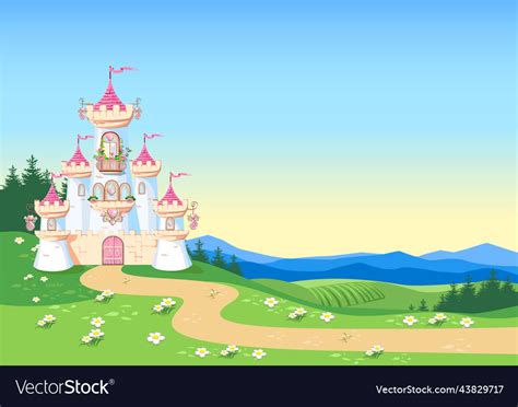 Fairytale Background With Princess Castle Vector Image 60 Off