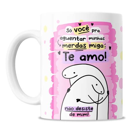 Caneca Flork Meme Bent Divertida Te Amo Miga Submarino