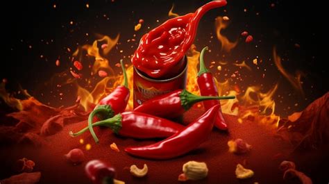 Premium AI Image Red Hot Pepper Sauce Advertising Concept