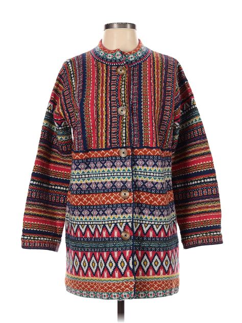 Moth 100 Wool Aztec Or Tribal Print Multi Color Red Jacket Size S 49