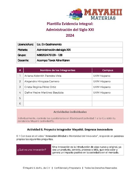 Evidencia Integral Plantilla Evidencia Integral Administración del