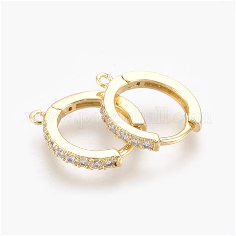 Wholesale Brass Micro Pave Cubic Zirconia Huggie Hoop Earring Findings