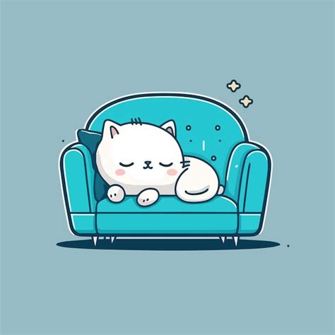 Uma ilustração dos desenhos animados de um gato branco dormindo em um