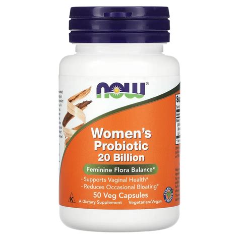 Now Women S Probiotic 50 Veggie Capsules 20 Billion Feminine Flora Balance Dr Nutrition