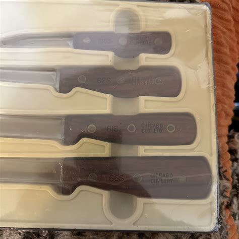 Vtg Chicago Cutlery Pc Knife Set S S S S Walnut Utility Parer