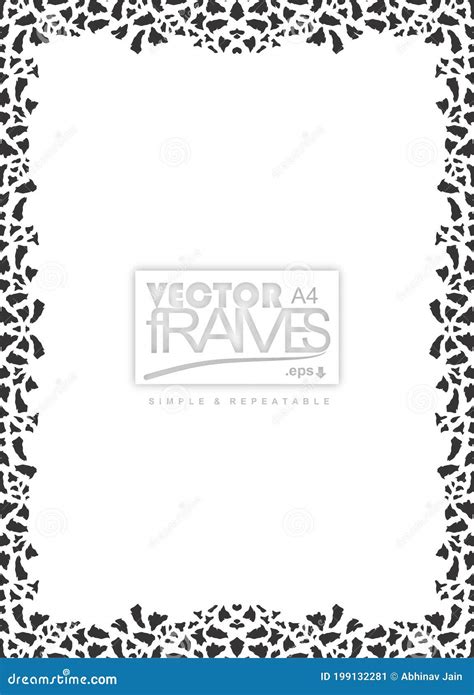 Designer Floral Frame Vector Black And White Frame Vector A Size