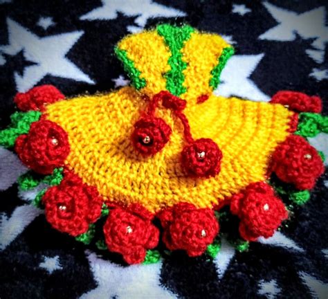 Crochet Laddu Gopal Ji Woolen Poshak D Rose Pattern With Matching Cap