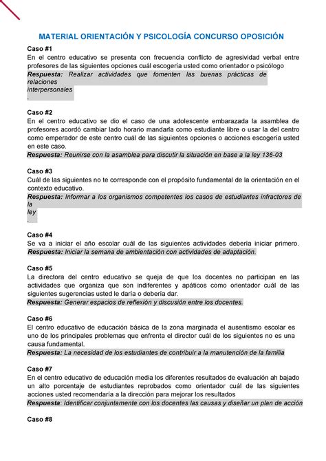 Material Psicologia casos y otros MATERIAL ORIENTACIÓN Y PSICOLOGÍA