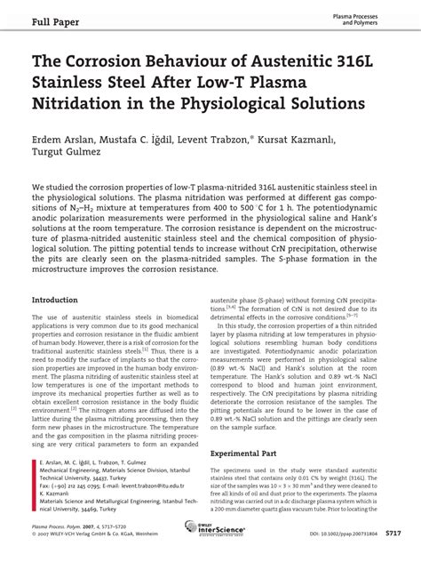 Pdf Corrosion Behaviour Of Austenitic 316l Stainless Steel After Low