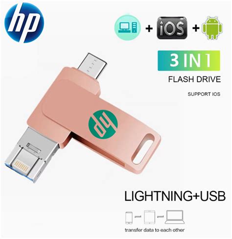 Hp Usb3 0แฟลชไดร์ฟ512gb 1tb 2tb Type C สำหรับ Iphone Ipad Lightning 3in1 Pendrive เมมโมรี่