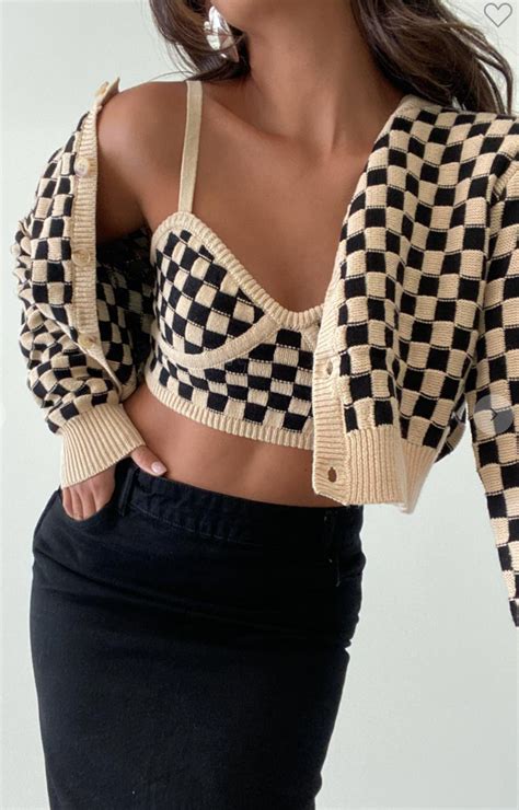 Checkered Two Piece Set In 2024 Crochet Crop Top Outfit Crochet