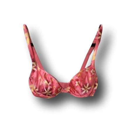 S Vintage Victoria S Secret Coral Pink Tropical Floral Bikini Top