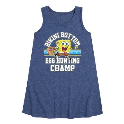 Girls SpongeBob Squarepants Bikini Bottom Egg Hunting Champ Graphic Sleeveless Aline Dress