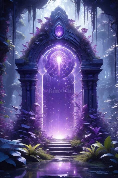 A Magical Purple Portal Vertical Composition Stock Illustration