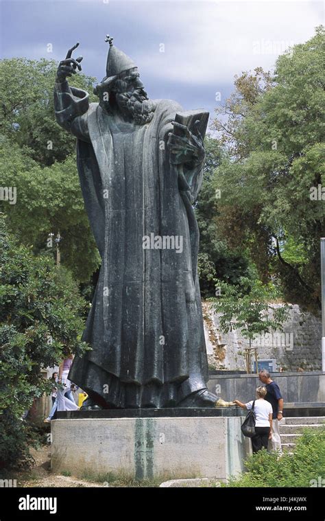 Croatia Dalmatia Split Tower Statue Bishop Gregor Von Nin Tourist