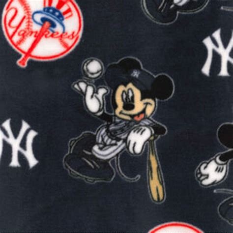 Mickey Mouse Ny Yankees Fabric Etsy