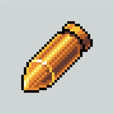 Pixel art Bullet. Pixelated Bullet. Bullet pistol Weapon icons background pixelated for the ...