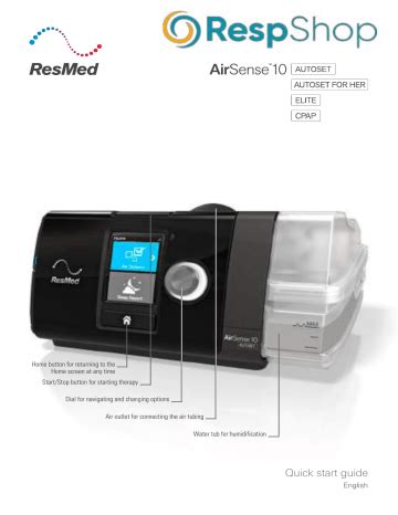 Respshop ResMed AirSense 10 AutoSet CPAP Machine Instruction manual ...