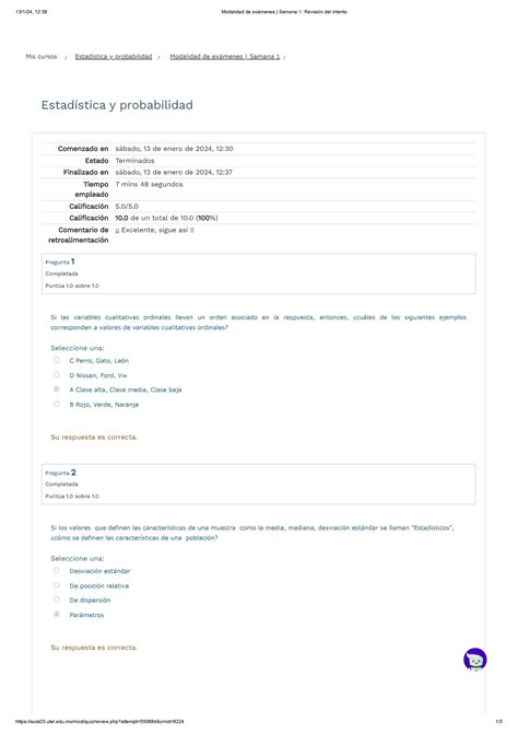 Modalidad De Ex Menes Semana Estadistica Y Probabilidad