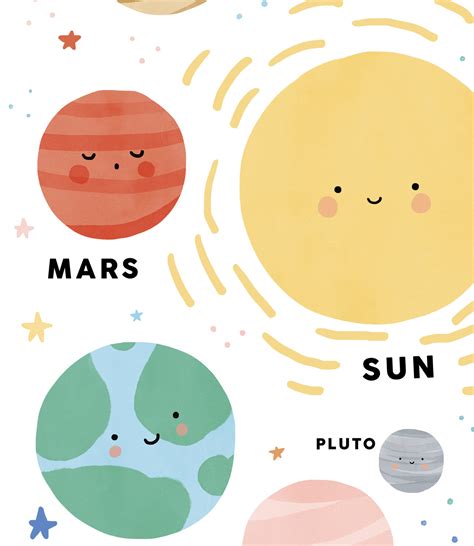 Solar System Poster Solar System Wall Art Cute Planets Etsy Hong Kong