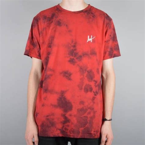 Huf Small Script Crystal Wash T Shirt Red Skate T Shirts From