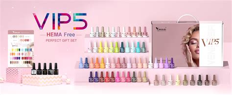 Amazon VENALISA VIP5 65PCS Gel Nail Polish Set 60 Colors Glitter Jelly White Nude Pink