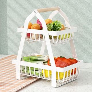 Rak Buah Rak Dapur 2 Tier Onion Rack Fruit Basket Storage Kitchen Rack