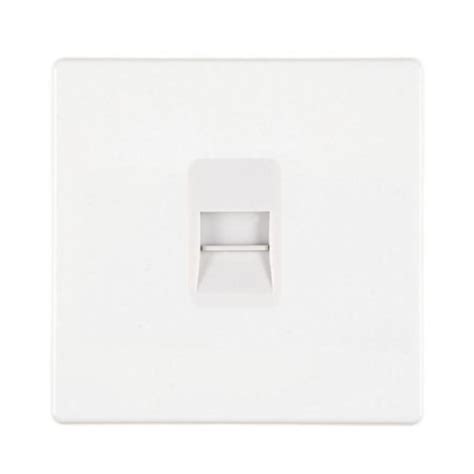 White Screwless 1 Gang Single Telephone Secondary Socket White