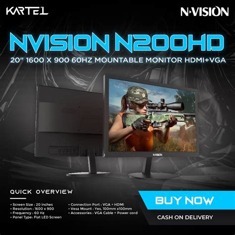 Nvision N Hd Inches Wide Led Widescreen Gaming Monitor Shopee