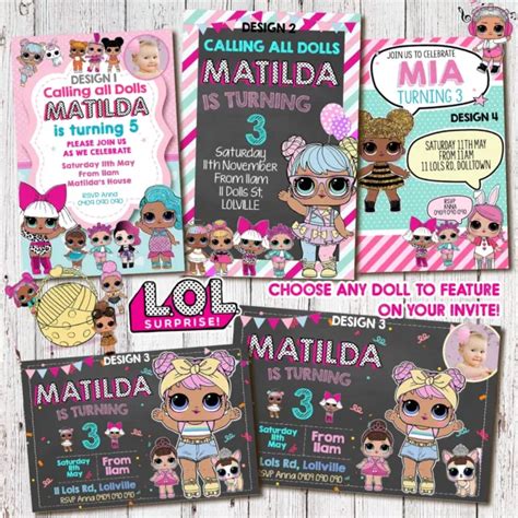 Personalised Lol Surprise Doll Birthday Invitation Invite Party