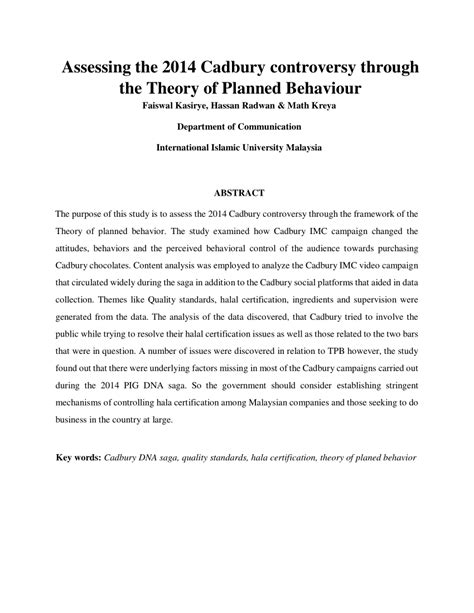 (PDF) Assessing the 2014 Cadbury controversy through the Theory of ...