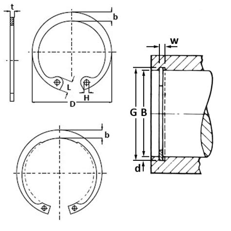 Stainless Steel Internal Circlip For Inch Bore Diameter Un Sprung