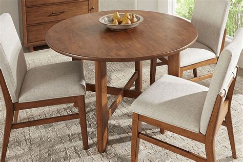 Surrey Ellis 5 Pc Brown Dark Wood Dining Room Set With Round Dining