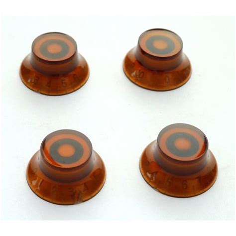 Set Of 4 New Bell Knobs Amber To Fit Les Paul Sg 335 And Similar On