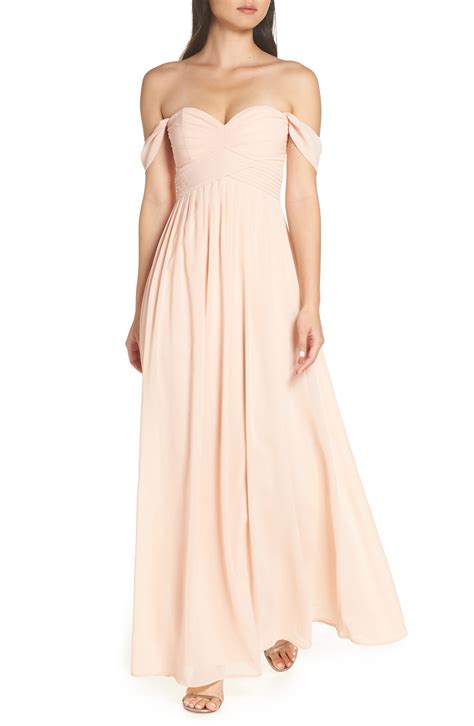 Lulus Convertible Neckline Chiffon Gown Blush Bridesmaid Dresses