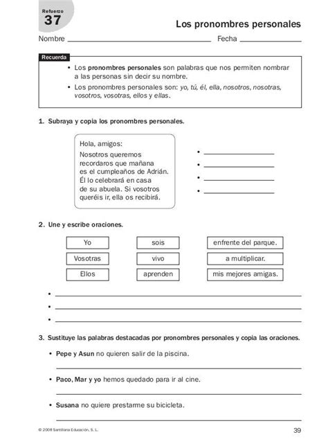 Lengua Repaso Y Ampliaci N Primaria Santillana Apuntes De Lengua