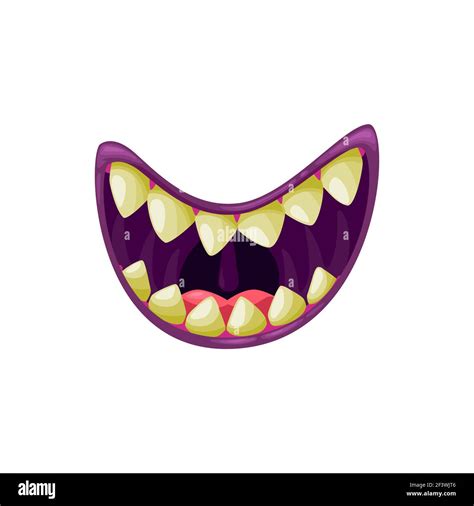 Monster mouth smiling vector icon, creepy jaws smile with sharp yellow ...