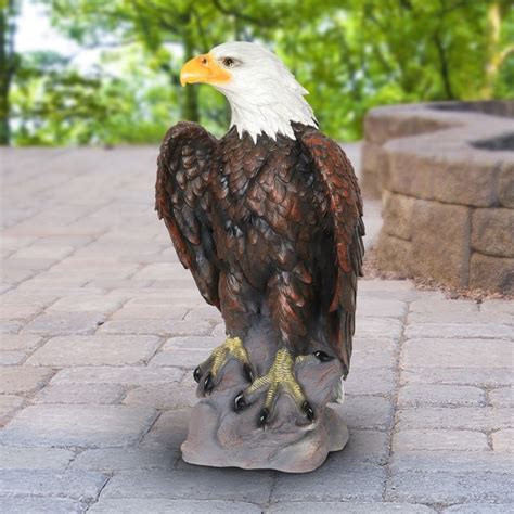 24 Inch Bald Eagle Statuary Exhartresin Outdoor Décor Eagle