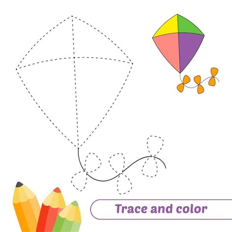 Premium Vector | Trace and color for kids kite vector