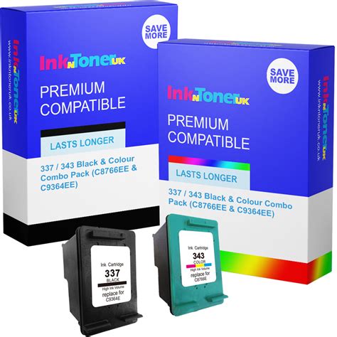 Original HP 337 343 Black Colour Combo Pack Ink Cartridges C8766EE